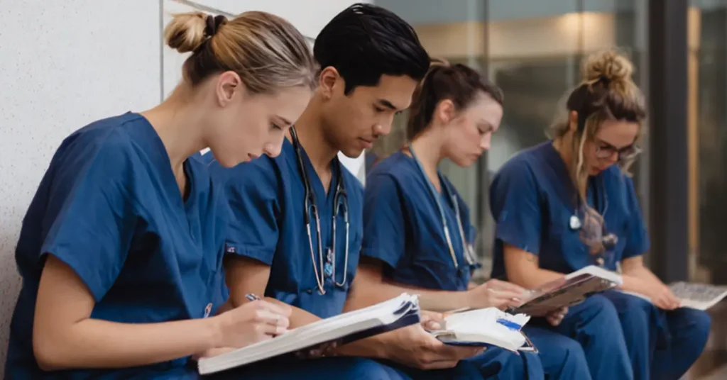 Student preparing with targeted questions for each section of the HESI Nursing Exams test bank.